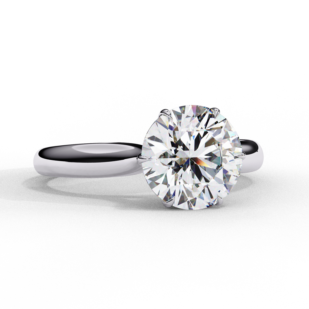 Solitaire Round Cut Lab Grown Diamond Engagement Ring