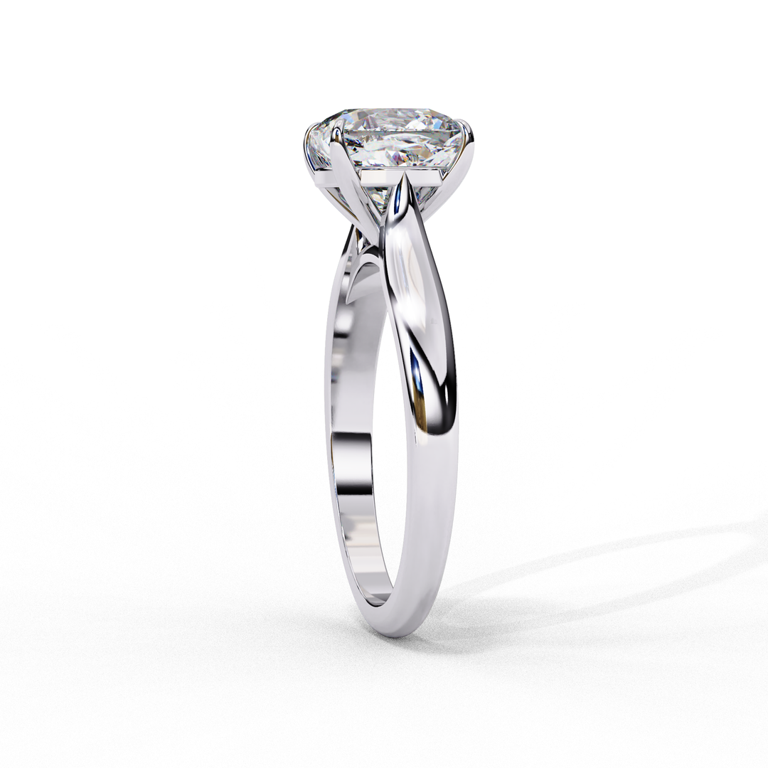 Solitaire Cushion Cut Moissanite Engagement Ring