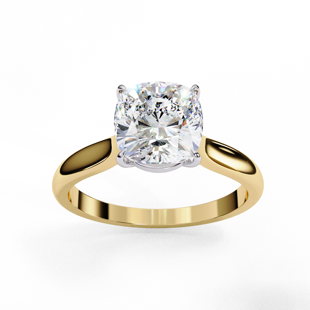 Solitaire Cushion Cut Moissanite Engagement Ring