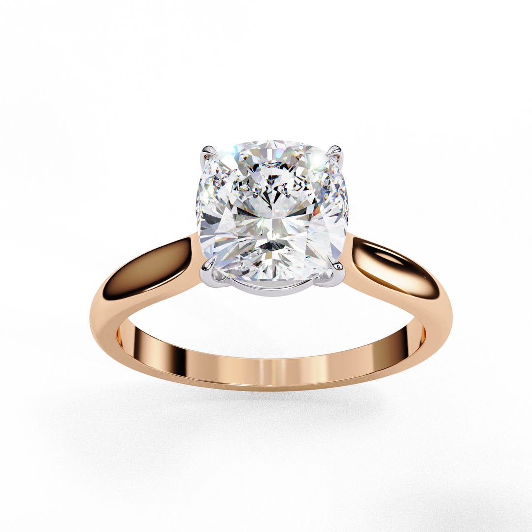 Solitaire Cushion Cut Moissanite Engagement Ring