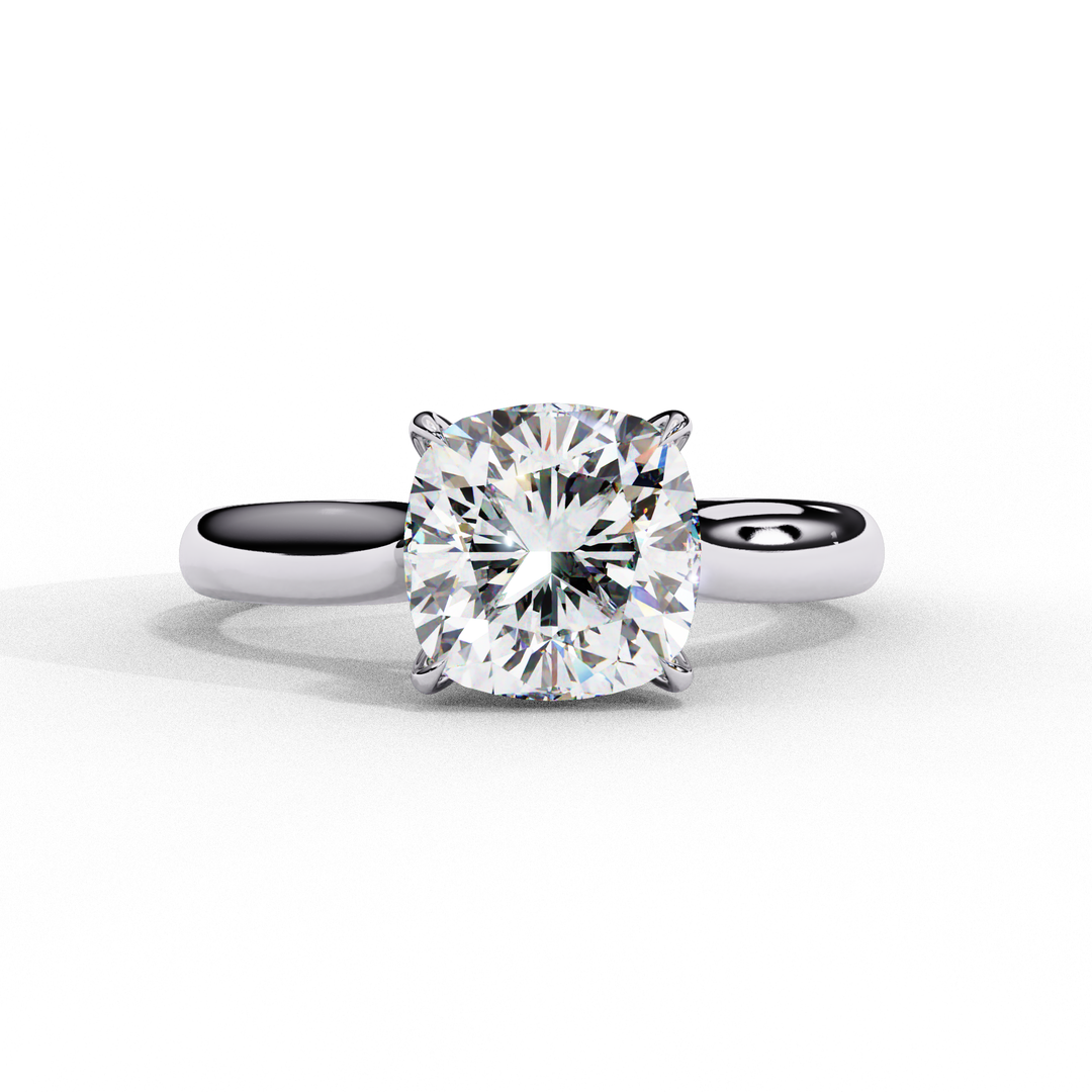 Solitaire Cushion Cut Moissanite Engagement Ring