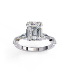 Load image into Gallery viewer, Emerald Cut Lab Grown Diamond Engagement Ring | Marquise &amp; Round Accents
