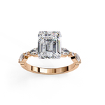 Load image into Gallery viewer, Emerald Cut Moissanite Engagement Ring | Marquise &amp; Round Accents
