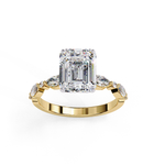 Load image into Gallery viewer, Emerald Cut Lab Grown Diamond Engagement Ring | Marquise &amp; Round Accents
