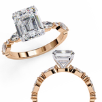 Load image into Gallery viewer, Emerald Cut Lab Grown Diamond Engagement Ring | Marquise &amp; Round Accents
