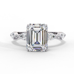 Load image into Gallery viewer, Emerald Cut Lab Grown Diamond Engagement Ring | Marquise &amp; Round Accents
