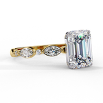 Load image into Gallery viewer, Emerald Cut Lab Grown Diamond Engagement Ring | Marquise &amp; Round Accents
