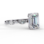 Load image into Gallery viewer, Emerald Cut Lab Grown Diamond Engagement Ring | Marquise &amp; Round Accents
