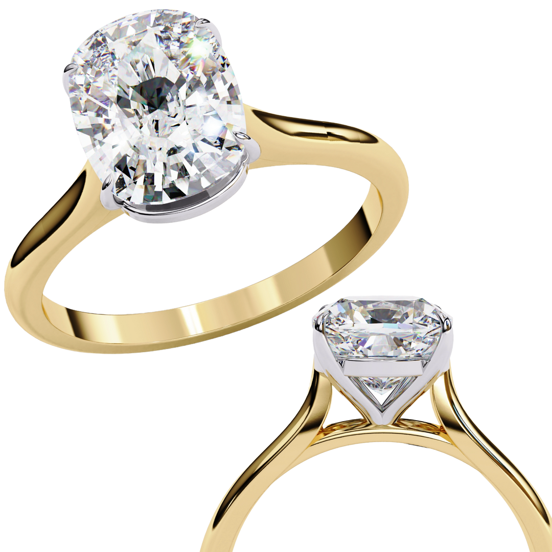 Solitaire Elongated Cushion Cut Lab Grown Diamond Engagement Ring
