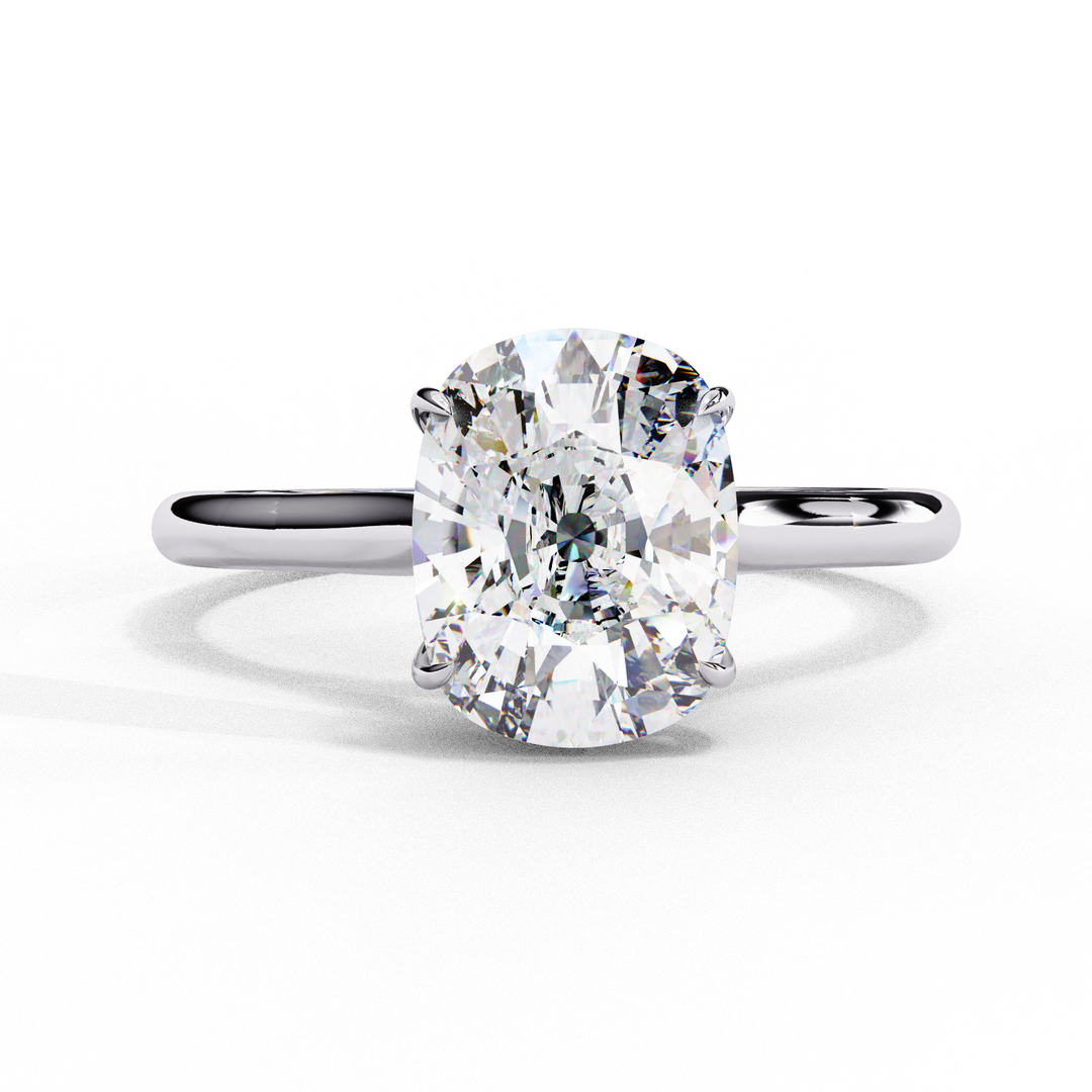 Solitaire Elongated Cushion Cut Lab Grown Diamond Engagement Ring
