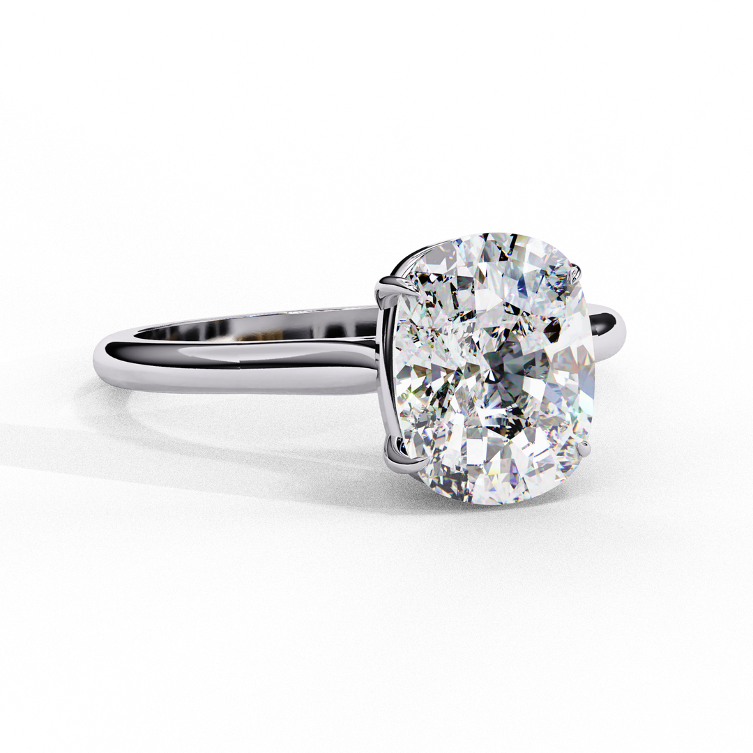 Solitaire Elongated Cushion Cut Lab Grown Diamond Engagement Ring