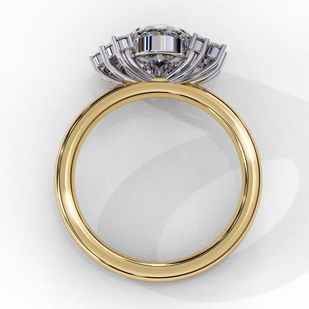 Oval Cut Lab Grown Diamond Engagement Ring with Cluster Side Stones