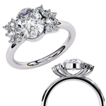 Load image into Gallery viewer, Oval Cut Lab Grown Diamond Engagement Ring with Cluster Side Stones
