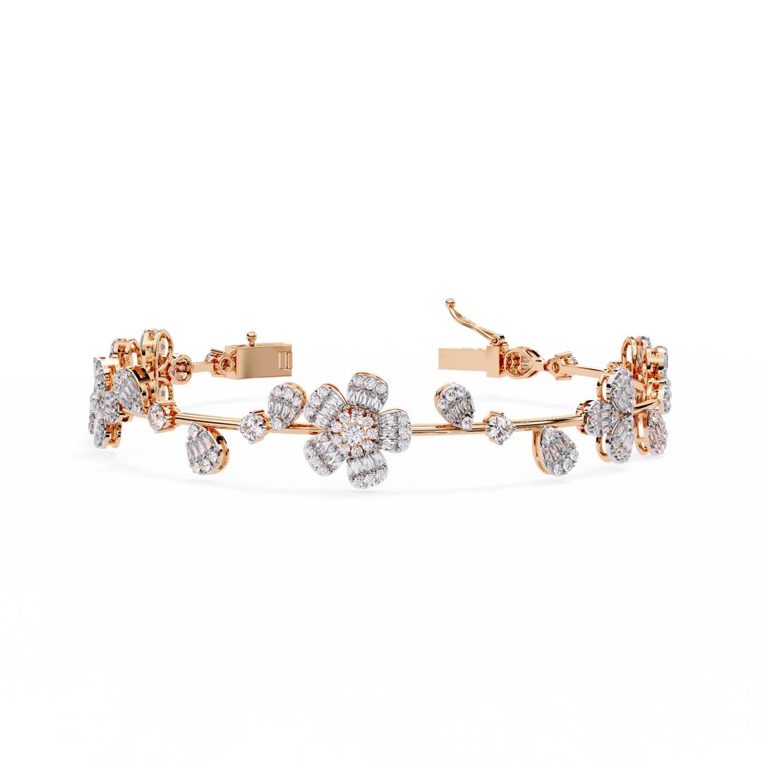 Elegant Floral Moissanite Bracelet