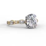 Load image into Gallery viewer, Elongated Cushion Cut Lab Grown Diamond Engagement Ring | Marquise &amp; Round Accents
