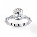 Load image into Gallery viewer, Elongated Cushion Cut Lab Grown Diamond Engagement Ring | Marquise &amp; Round Accents
