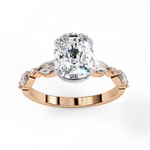Load image into Gallery viewer, Elongated Cushion Cut Lab Grown Diamond Engagement Ring | Marquise &amp; Round Accents

