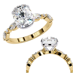 Load image into Gallery viewer, Elongated Cushion Cut Lab Grown Diamond Engagement Ring | Marquise &amp; Round Accents
