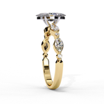 Load image into Gallery viewer, Marquise Cut Moissanite Engagement Ring | Marquise &amp; Round Accents
