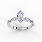 Load image into Gallery viewer, Marquise Cut Moissanite Engagement Ring | Marquise &amp; Round Accents
