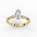 Load image into Gallery viewer, Marquise Cut Moissanite Engagement Ring | Marquise &amp; Round Accents
