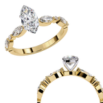 Load image into Gallery viewer, Marquise Cut Moissanite Engagement Ring | Marquise &amp; Round Accents
