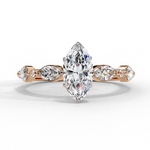 Load image into Gallery viewer, Marquise Cut Moissanite Engagement Ring | Marquise &amp; Round Accents
