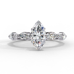 Load image into Gallery viewer, Marquise Cut Moissanite Engagement Ring | Marquise &amp; Round Accents
