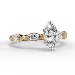 Load image into Gallery viewer, Marquise Cut Moissanite Engagement Ring | Marquise &amp; Round Accents
