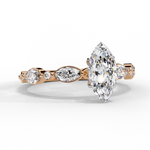 Load image into Gallery viewer, Marquise Cut Moissanite Engagement Ring | Marquise &amp; Round Accents
