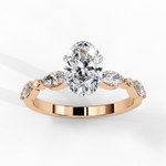 Load image into Gallery viewer, Oval Cut Lab Grown Diamond Engagement Ring | Marquise &amp; Round Accents
