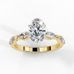 Load image into Gallery viewer, Oval Cut Lab Grown Diamond Engagement Ring | Marquise &amp; Round Accents
