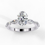 Load image into Gallery viewer, Oval Cut Lab Grown Diamond Engagement Ring | Marquise &amp; Round Accents

