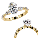 Load image into Gallery viewer, Oval Cut Lab Grown Diamond Engagement Ring | Marquise &amp; Round Accents
