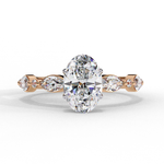 Load image into Gallery viewer, Oval Cut Lab Grown Diamond Engagement Ring | Marquise &amp; Round Accents
