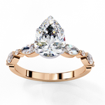 Load image into Gallery viewer, Pear Cut Lab Grown Diamond Engagement Ring | Marquise &amp; Round Accents
