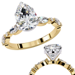Load image into Gallery viewer, Pear Cut Lab Grown Diamond Engagement Ring | Marquise &amp; Round Accents
