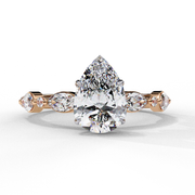 Pear Cut Moissanite Engagement Ring | Marquise & Round Accents