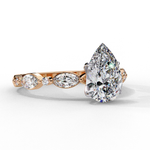 Load image into Gallery viewer, Pear Cut Lab Grown Diamond Engagement Ring | Marquise &amp; Round Accents
