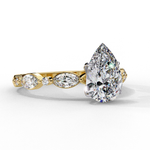 Load image into Gallery viewer, Pear Cut Lab Grown Diamond Engagement Ring | Marquise &amp; Round Accents
