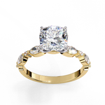 Load image into Gallery viewer, Cushion Cut Lab Grown Diamond Engagement Ring | Marquise &amp; Round Accents
