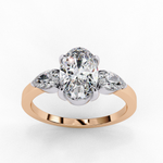Load image into Gallery viewer, Oval Cut Moissanite Engagement Ring with Pear Side Stones
