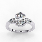 Load image into Gallery viewer, Oval Cut Moissanite Engagement Ring with Pear Side Stones
