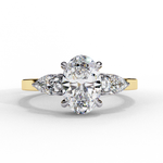 Load image into Gallery viewer, Oval Cut Moissanite Engagement Ring with Pear Side Stones
