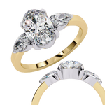 Load image into Gallery viewer, Oval Cut Moissanite Engagement Ring with Pear Side Stones
