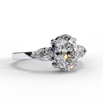 Load image into Gallery viewer, Oval Cut Moissanite Engagement Ring with Pear Side Stones
