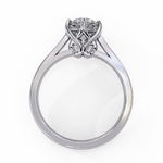 Load image into Gallery viewer, Round Cut Moissanite Engagement Ring | Vintage Six Prong Solitaire with Hidden Accents | 18K Gold &amp; Platinum Bridal Ring
