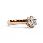 Load image into Gallery viewer, Round Cut Moissanite Engagement Ring | Vintage Six Prong Solitaire with Hidden Accents | 18K Gold &amp; Platinum Bridal Ring
