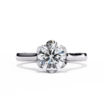 Load image into Gallery viewer, Round Cut Moissanite Engagement Ring | Six Prong Solitaire with Hidden Diamond Accents
