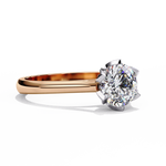 Load image into Gallery viewer, Round Cut Moissanite Engagement Ring | Six Prong Solitaire with Hidden Diamond Accents
